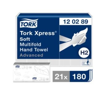 Rankšluostinės servetėlės Xpress TORK Multifold H2, 2sl., 120289, 8,5 x 21,2 cm, balta sp. 180 lap.
