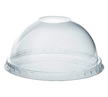 Plastikinis kupolinis dangtelis su skylute šiaudeliui, skaidrus, PET, Ø95mm, 50 vnt.
